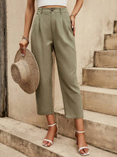 VCAY High Waist Plicated Detail Cropped Pants